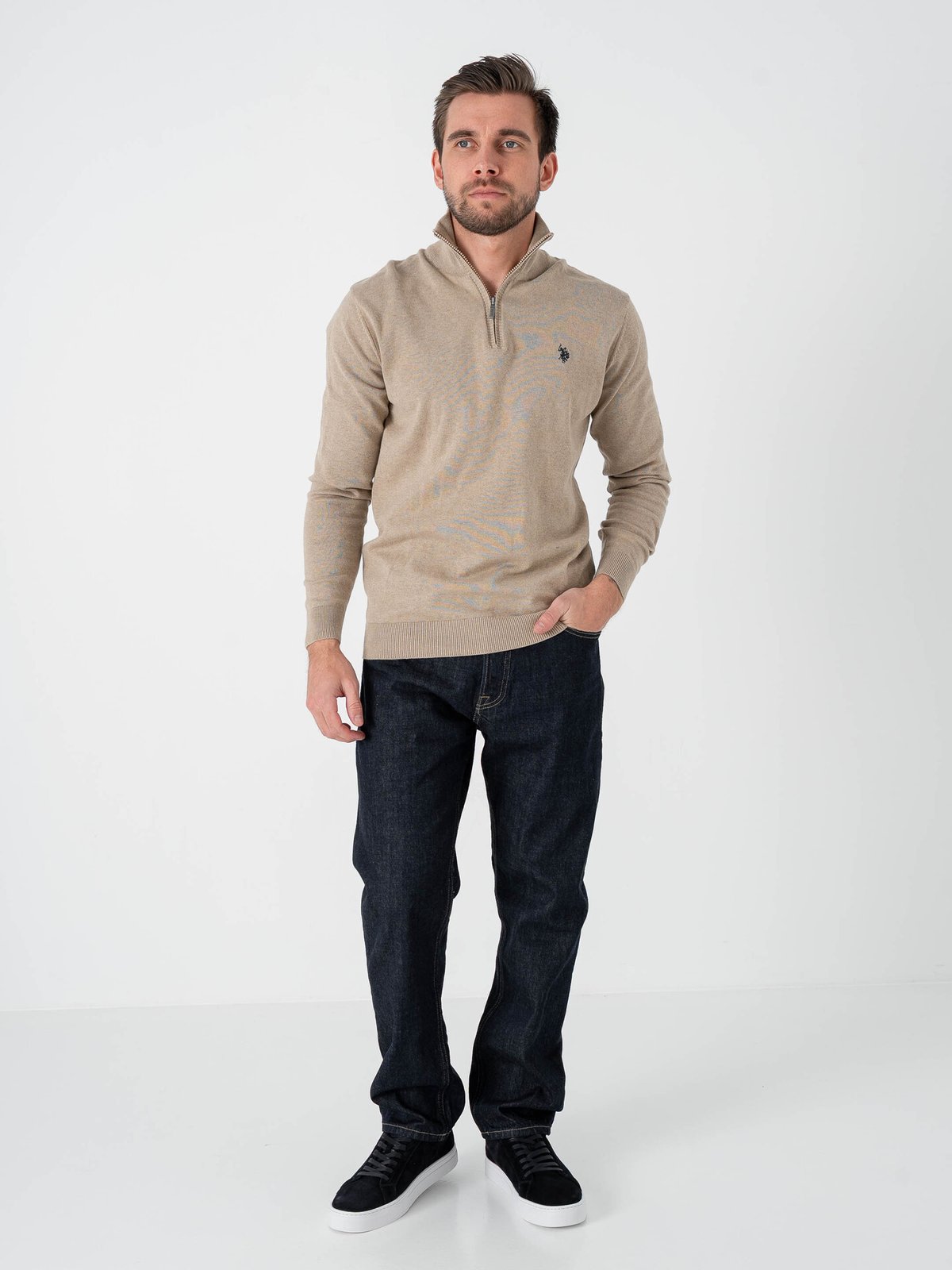 U.S. Polo Assn. Assn. Brison Knit Half Zip Crockery Melange