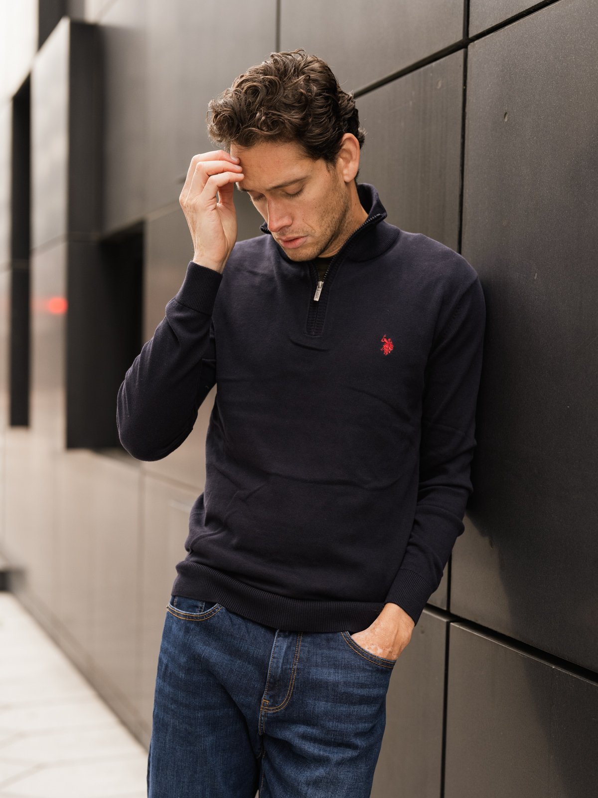 U.S. Polo Assn. Assn. Brison Knit Half Zip Dark Sapphire