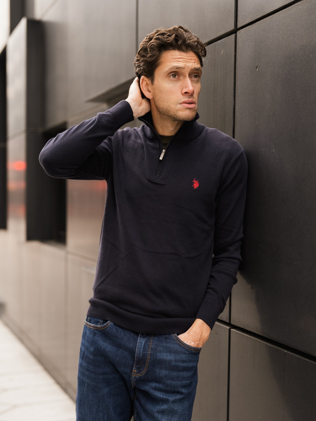 U.S. Polo Assn. Assn. Brison Knit Half Zip Dark Sapphire