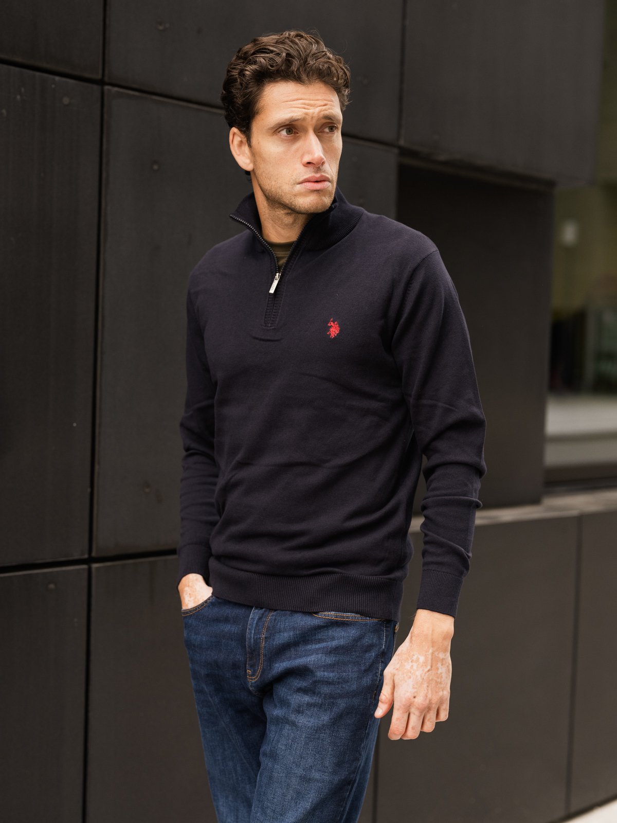 U.S. Polo Assn. Assn. Brison Knit Half Zip Dark Sapphire