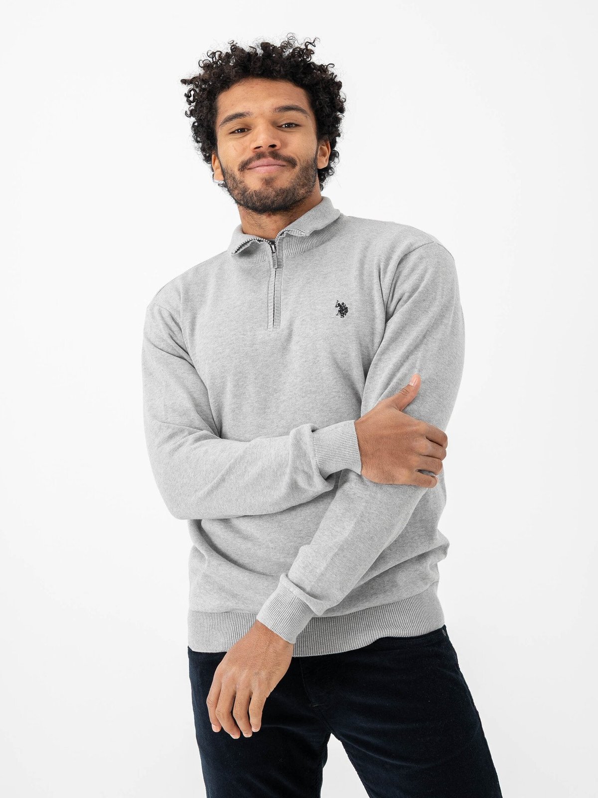 U.S. Polo Assn. Assn. Brison Knit Half Zip Grey Melange