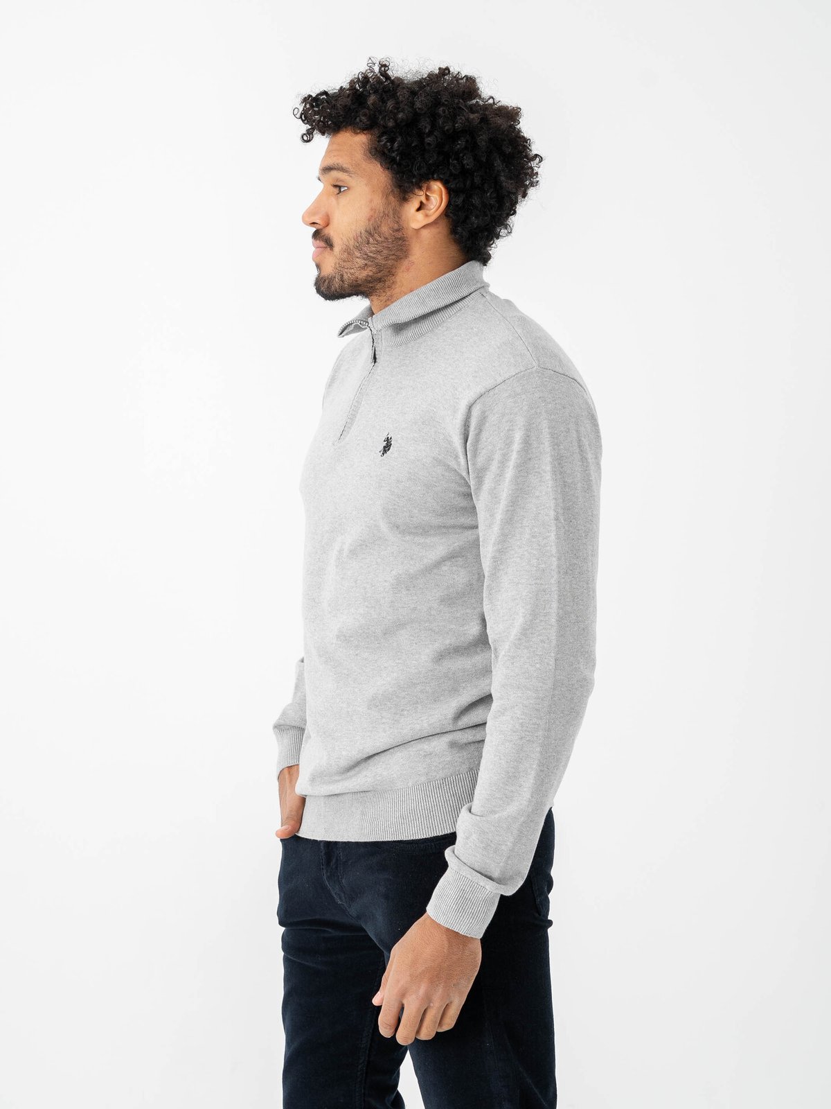 U.S. Polo Assn. Assn. Brison Knit Half Zip Grey Melange