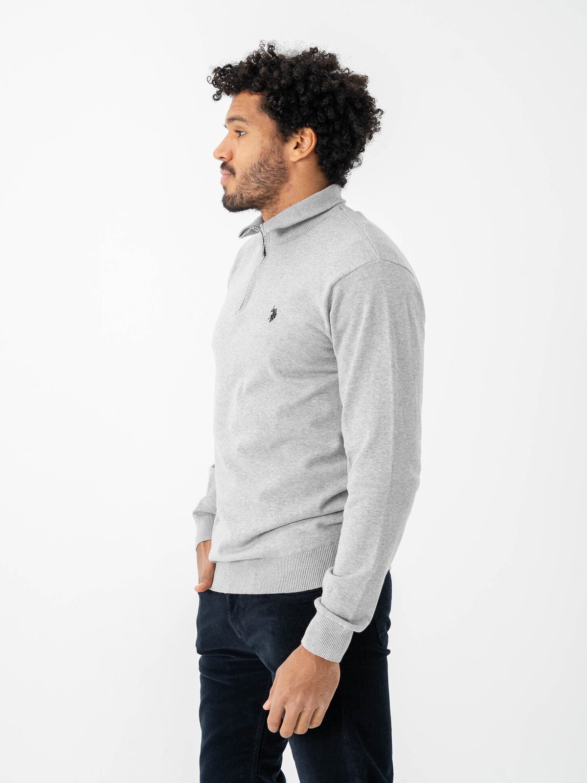 U.S. Polo Assn. Assn. Brison Knit Half Zip Grey Melange