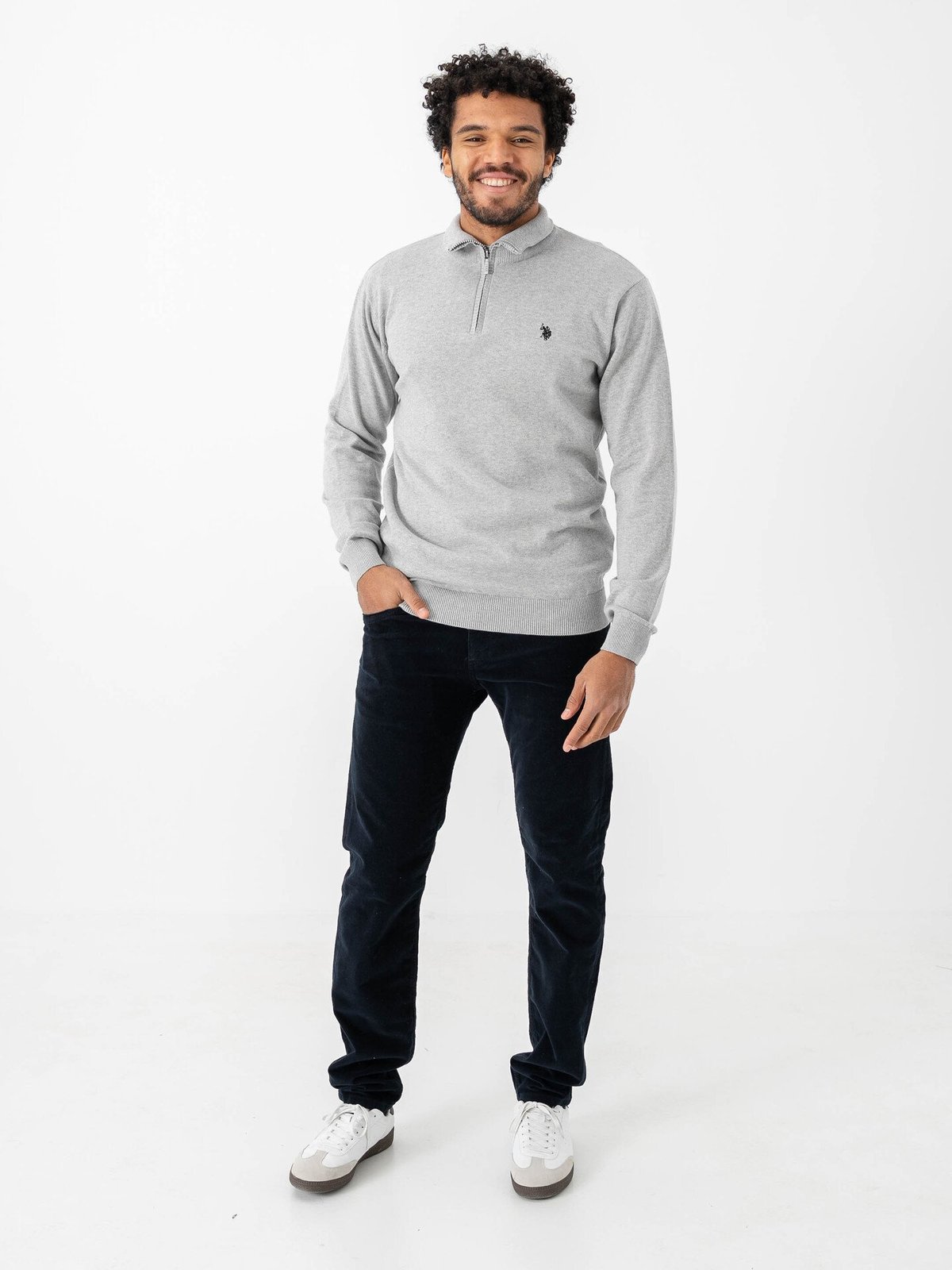 U.S. Polo Assn. Assn. Brison Knit Half Zip Grey Melange