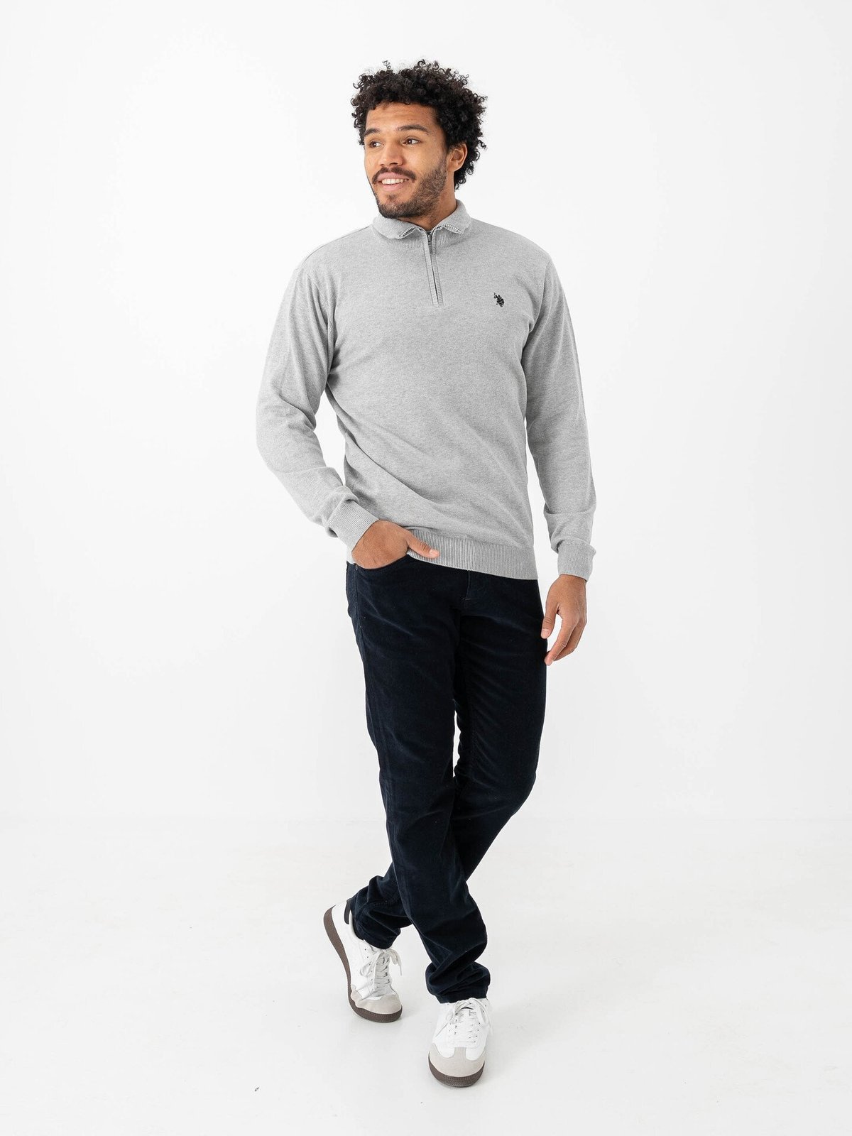 U.S. Polo Assn. Assn. Brison Knit Half Zip Grey Melange