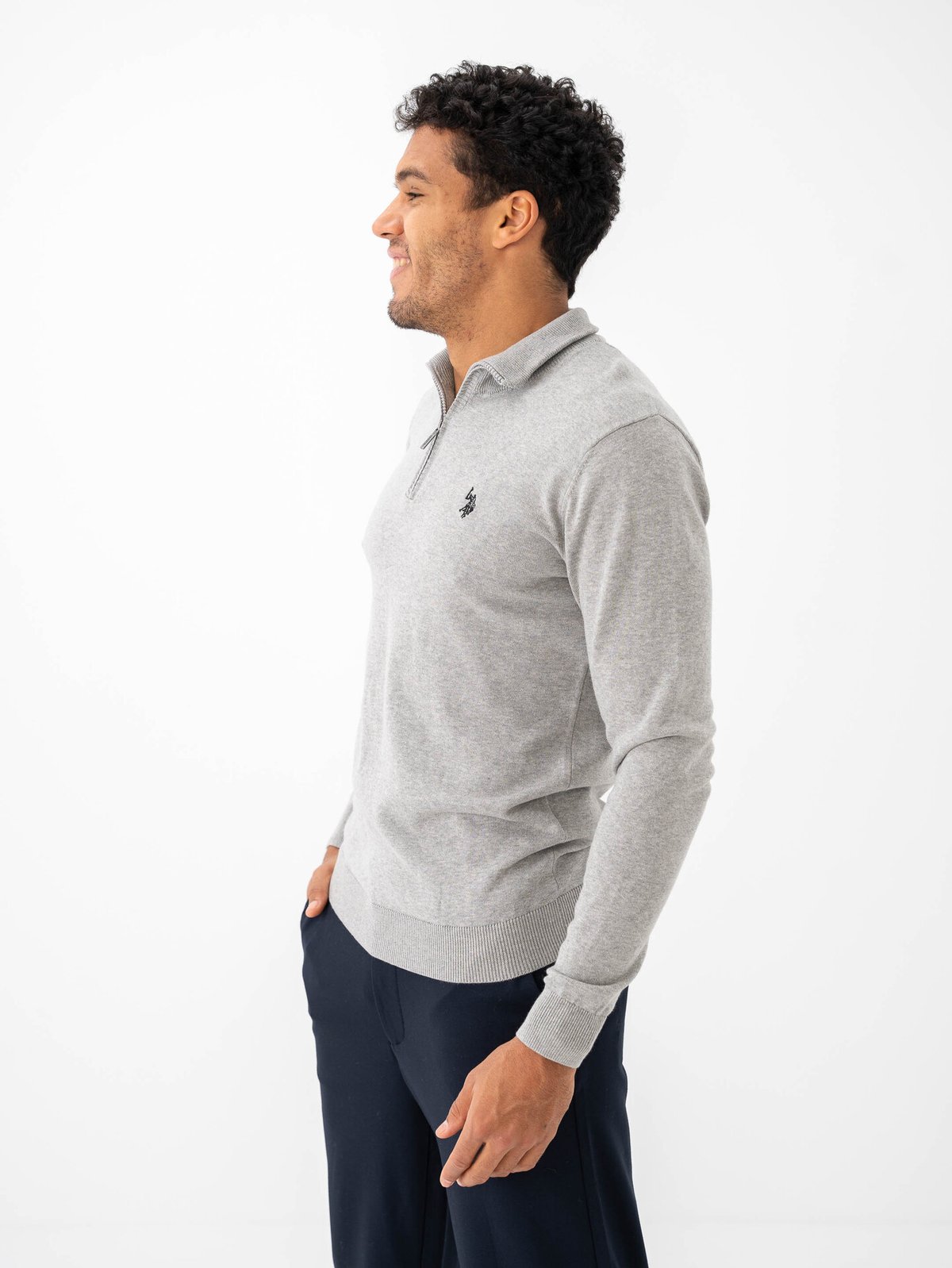 U.S. Polo Assn. Assn. Brison Knit Half Zip Grey Melange