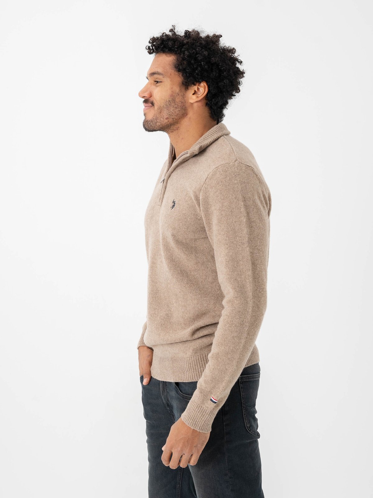 U.S. Polo Assn. Kevin Reg Lambswool Knit Brown Melange