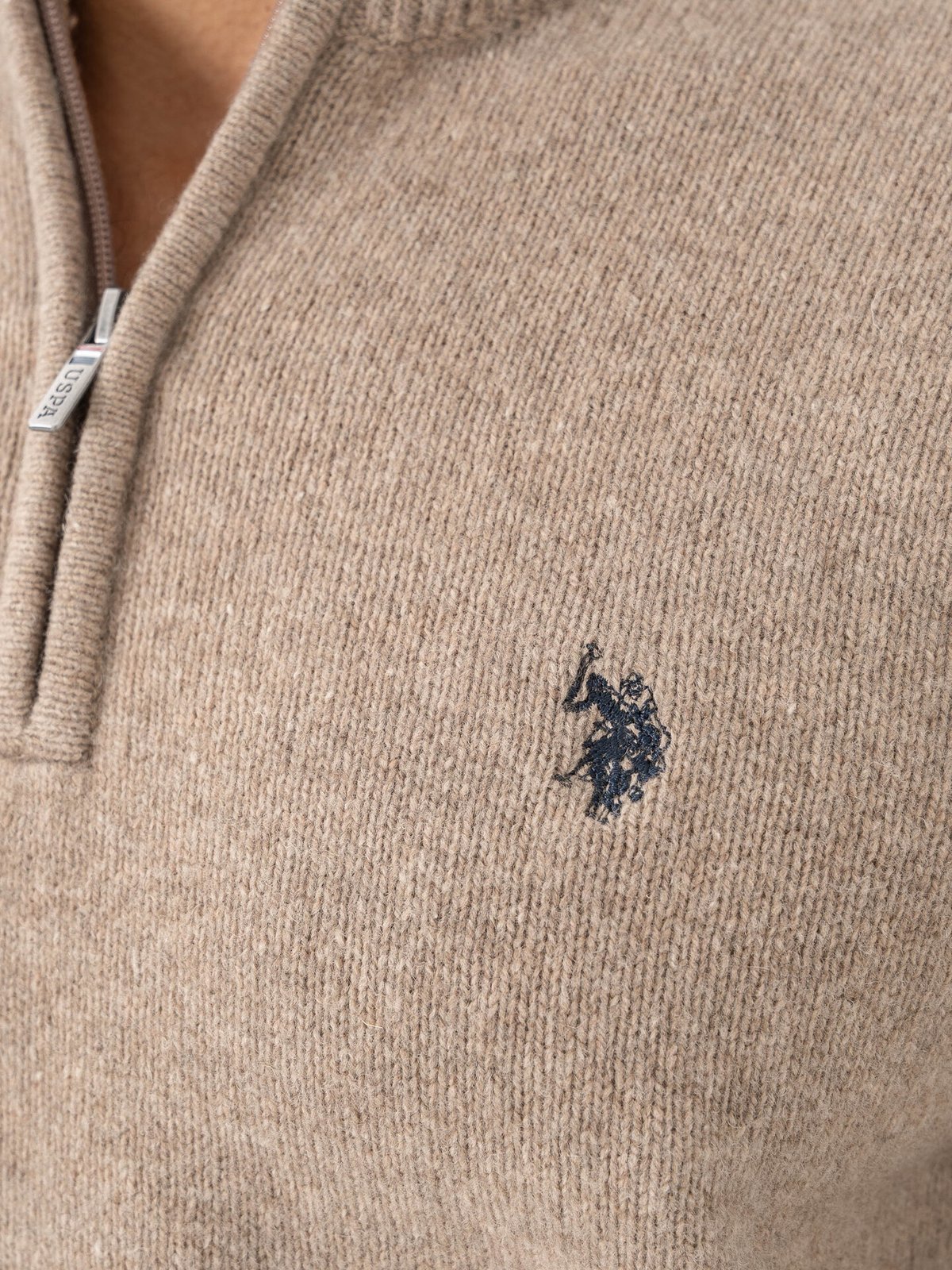 U.S. Polo Assn. Kevin Reg Lambswool Knit Brown Melange