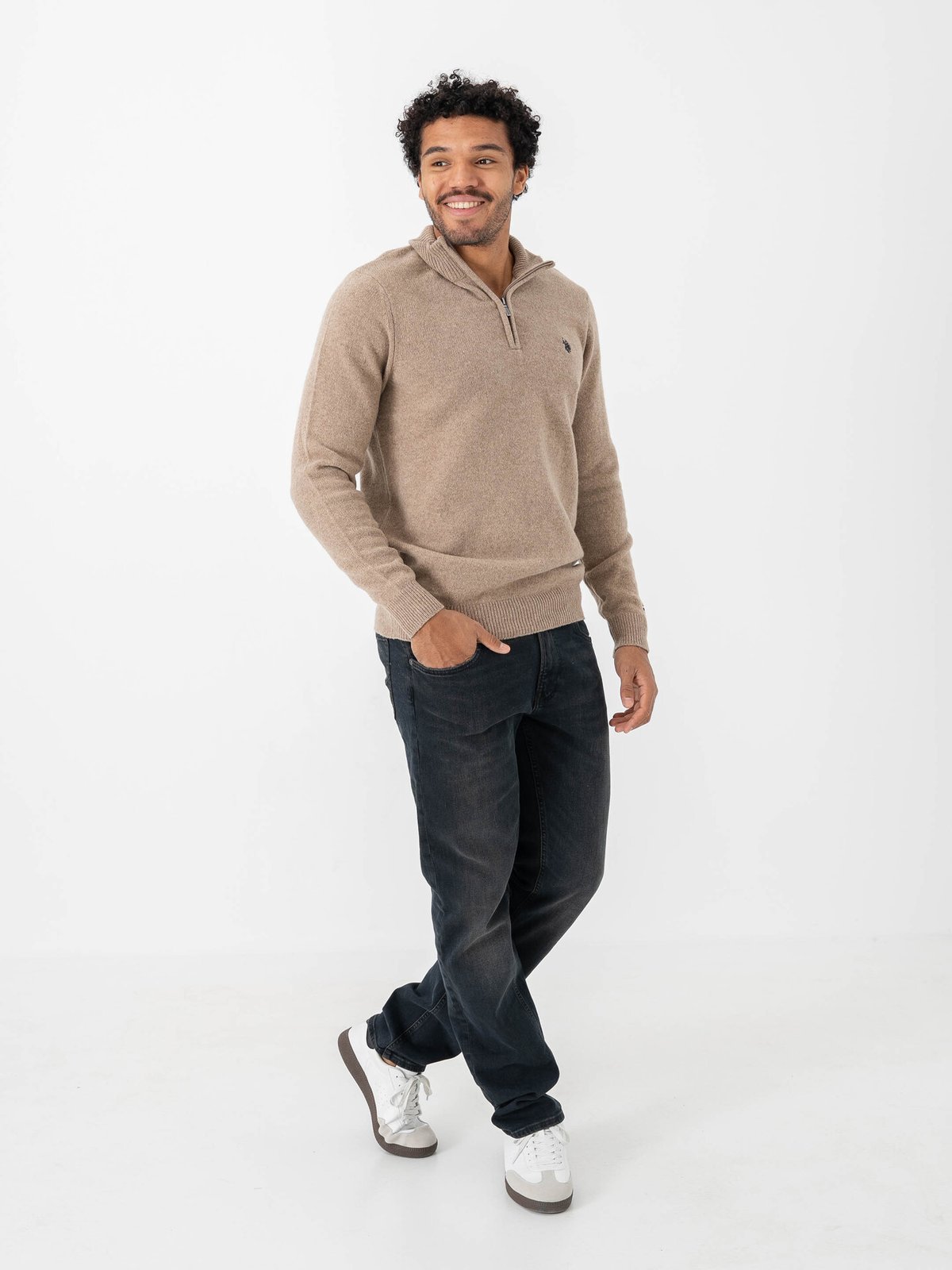 U.S. Polo Assn. Kevin Reg Lambswool Knit Brown Melange
