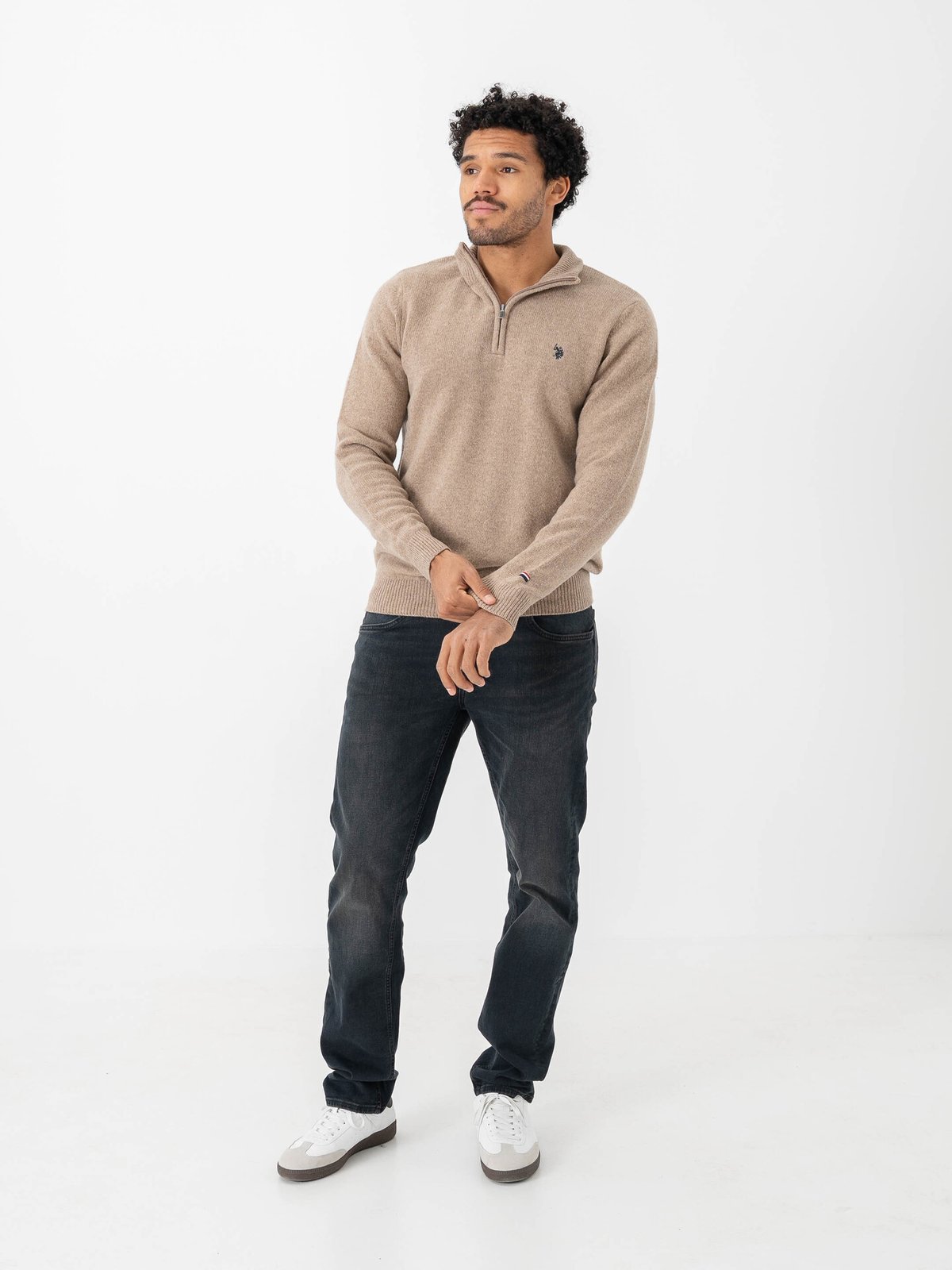 U.S. Polo Assn. Kevin Reg Lambswool Knit Brown Melange