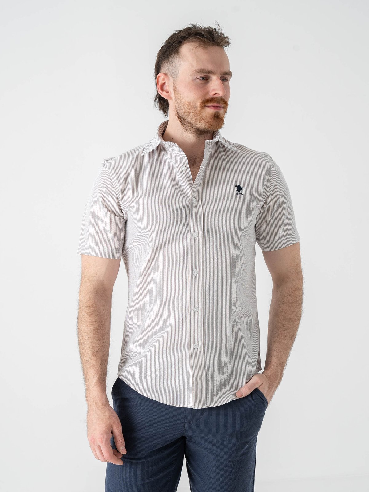 U.S. Polo Assn. Charli Regular Short Sleeve Shirt Crockery Striped