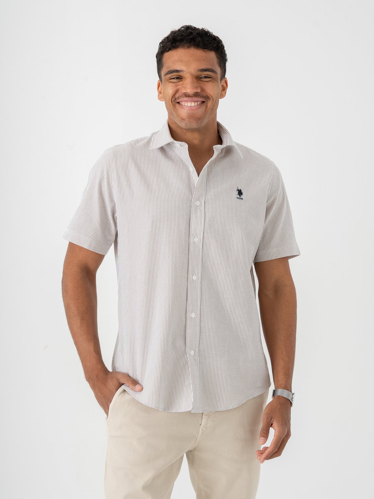 U.S. Polo Assn. Charli Regular Short Sleeve Shirt Crockery Striped