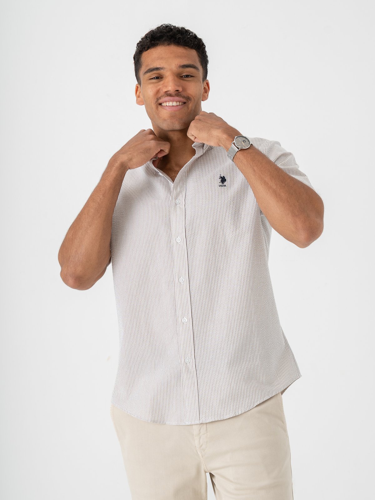 U.S. Polo Assn. Charli Regular Short Sleeve Shirt Crockery Striped