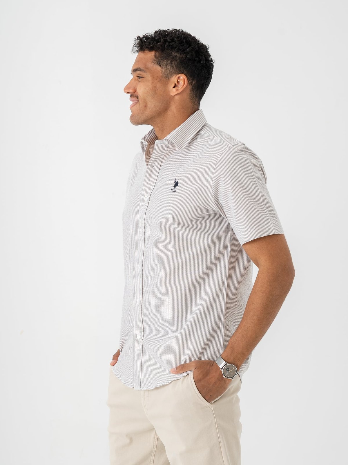 U.S. Polo Assn. Charli Regular Short Sleeve Shirt Crockery Striped