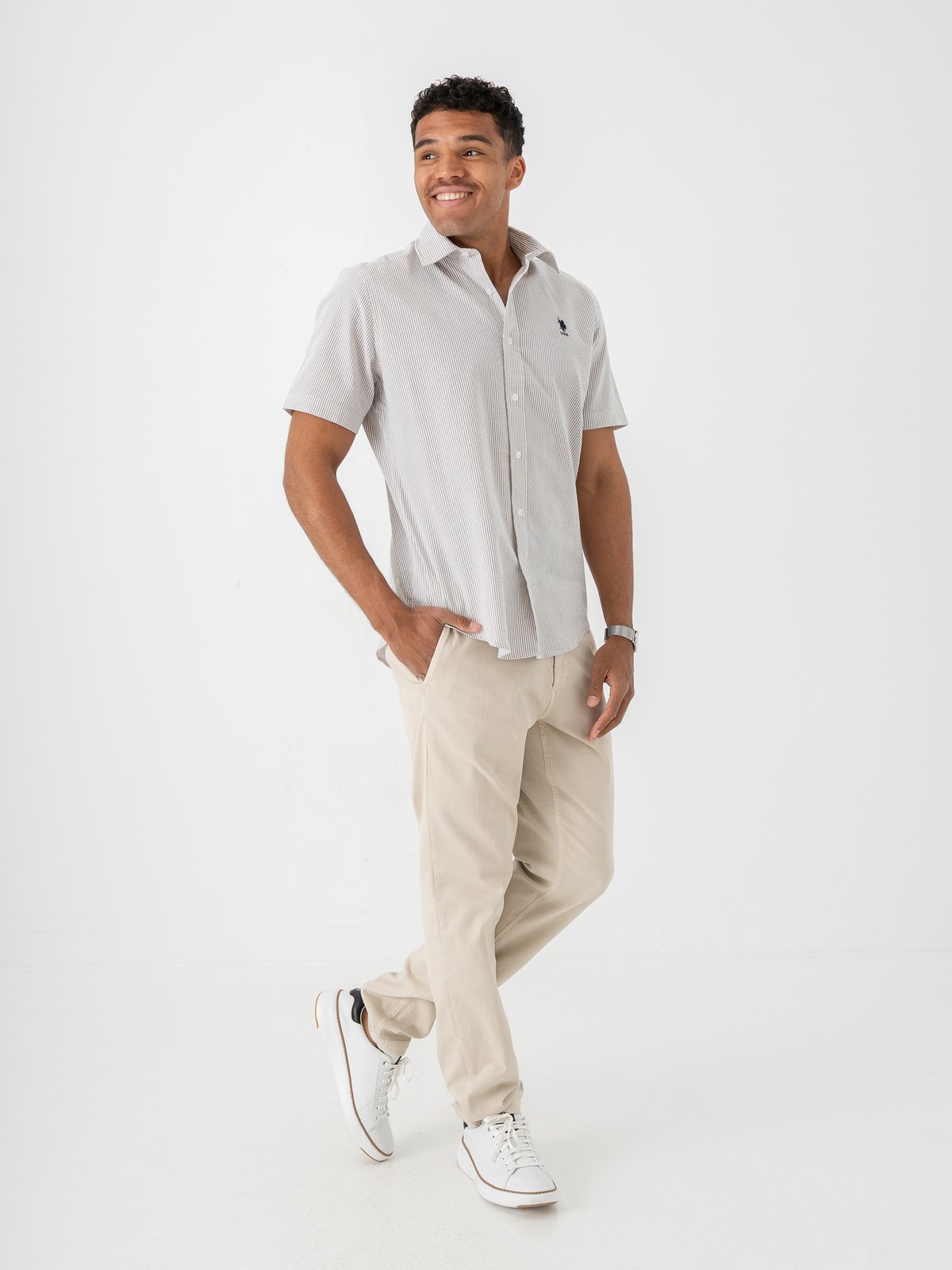 U.S. Polo Assn. Charli Regular Short Sleeve Shirt Crockery Striped
