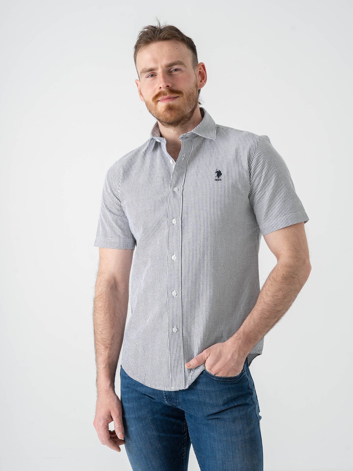 U.S. Polo Assn. Charli Regular Short Sleeve Shirt Dark Sapphire Striped