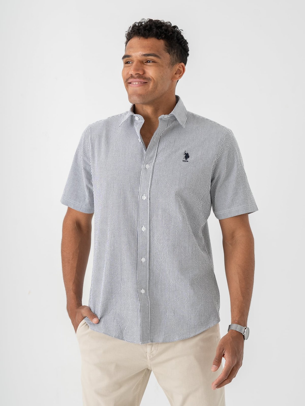 U.S. Polo Assn. Charli Regular Short Sleeve Shirt Dark Sapphire Striped