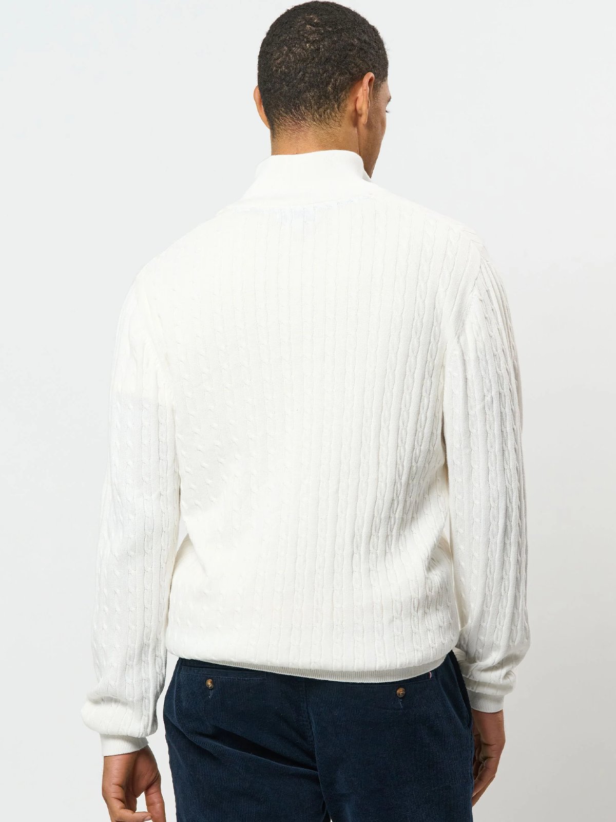 U.S. Polo Assn. Romeo Half Zip Cable Knit Cloud Dancer