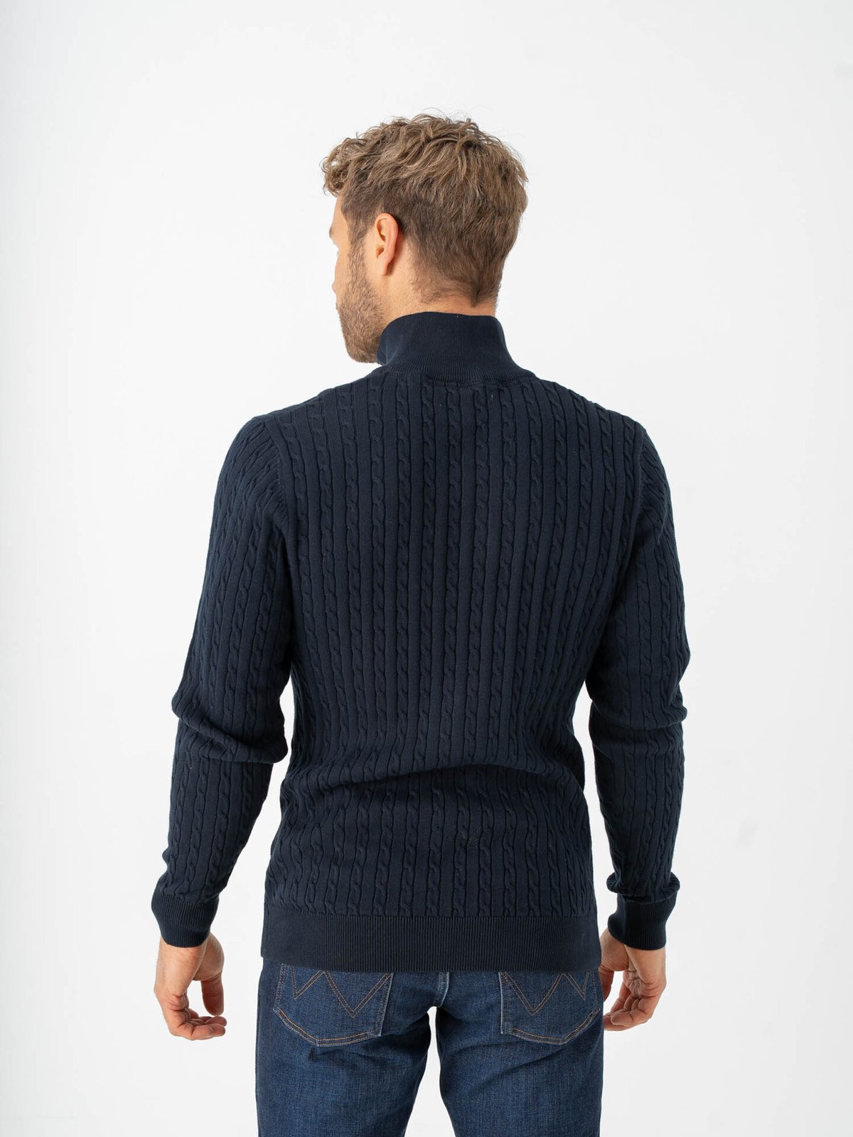 U.S. Polo Assn. Romeo Half Zip Cable Knit Dark Sapphire