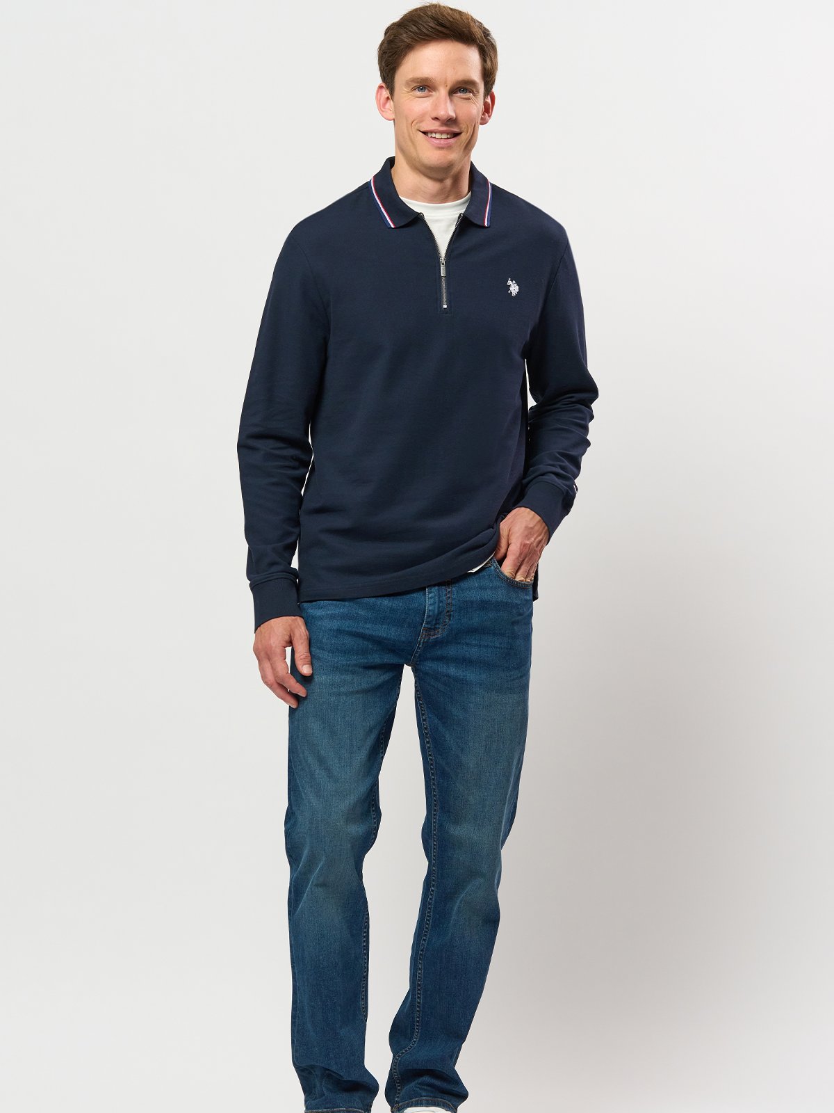 U.S. Polo Assn. Denver Polo Long Sleeve Pique Dark Sapphire