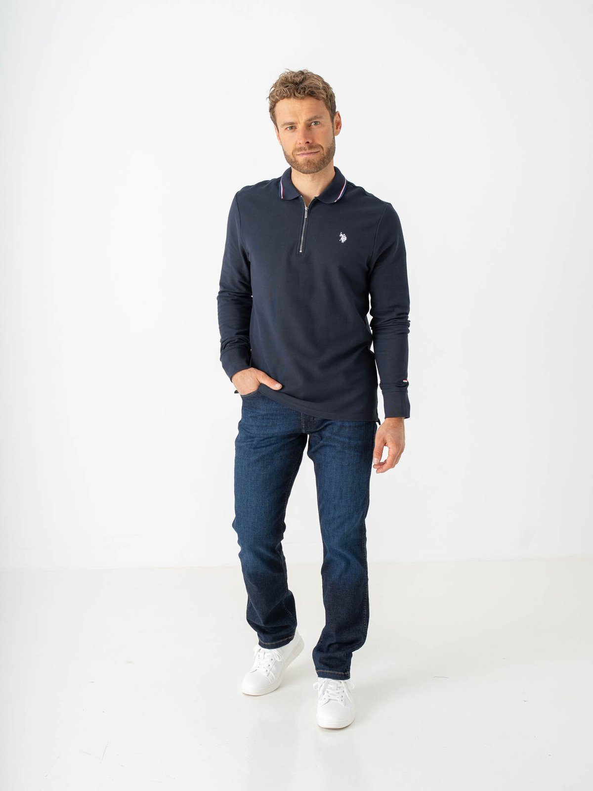 U.S. Polo Assn. Denver Polo Long Sleeve Pique Dark Sapphire