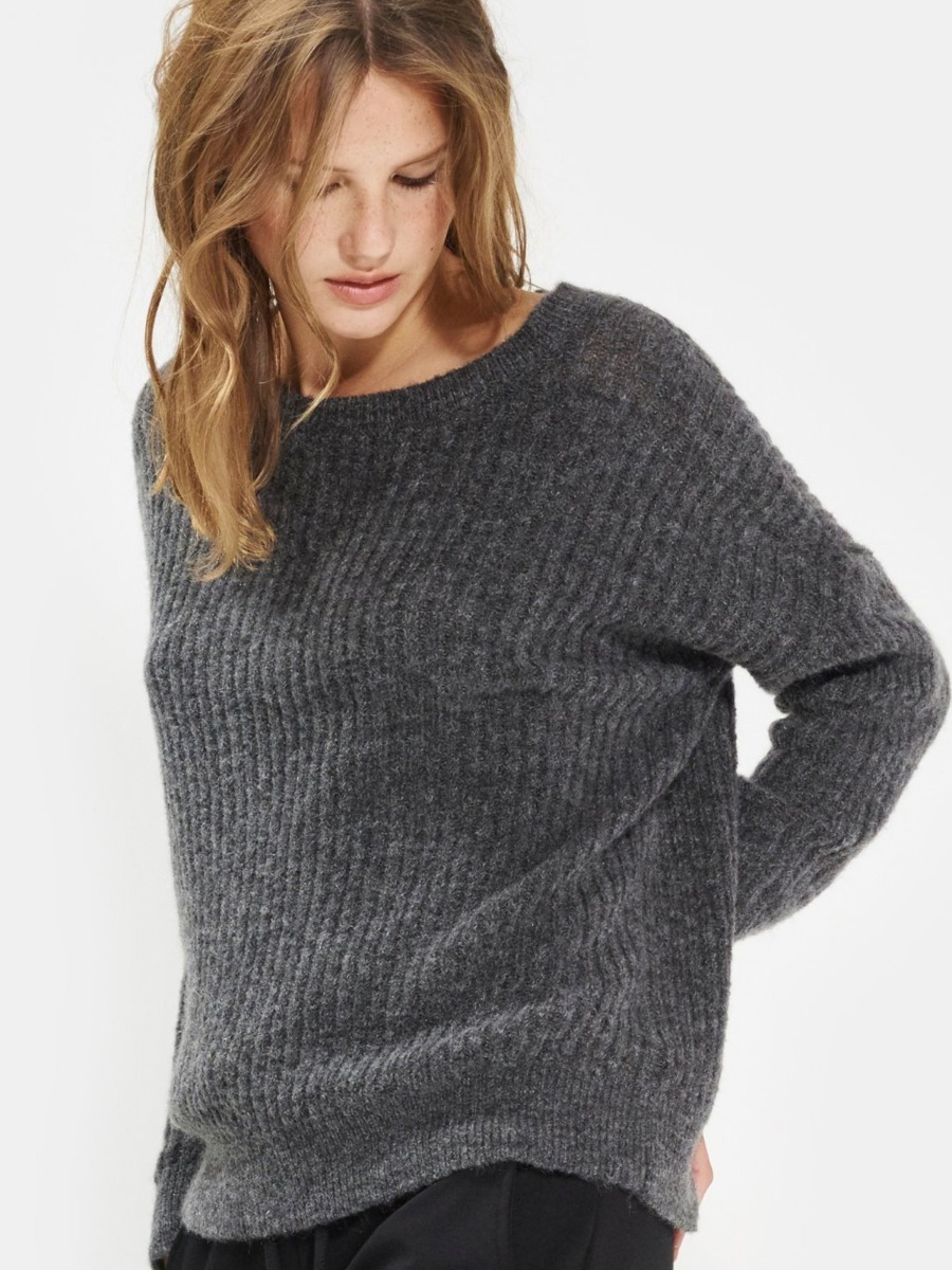 MSCH Copenhagen Femme Rib Mohair Pullover Dark Grey Melange