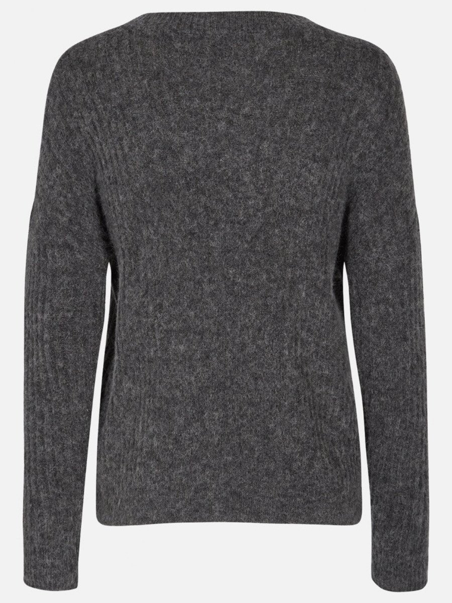 MSCH Copenhagen Femme Rib Mohair Pullover Dark Grey Melange