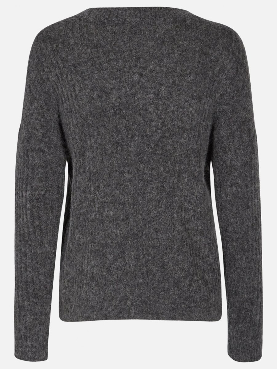 MSCH Copenhagen Femme Rib Mohair Pullover Dark Grey Melange