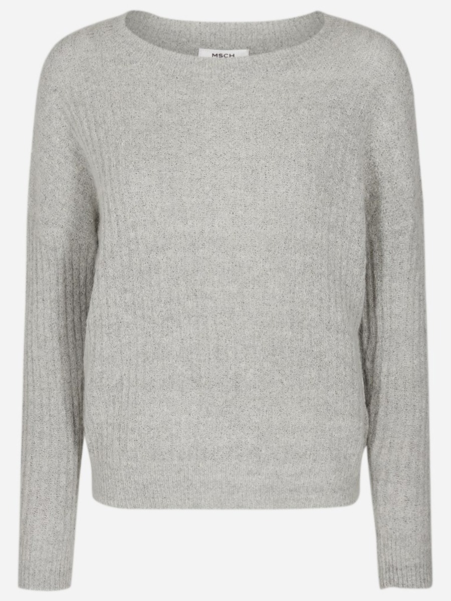 MSCH Copenhagen Femme Rib Mohair Pullover Light Grey Melange