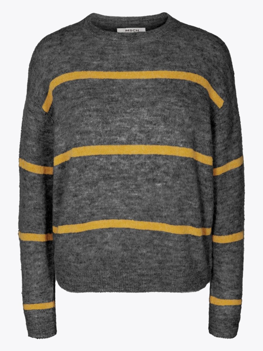 MSCH Copenhagen MSCH Copenhagen Femme Alpaca Stripe Pullover Grey Melange Stripe