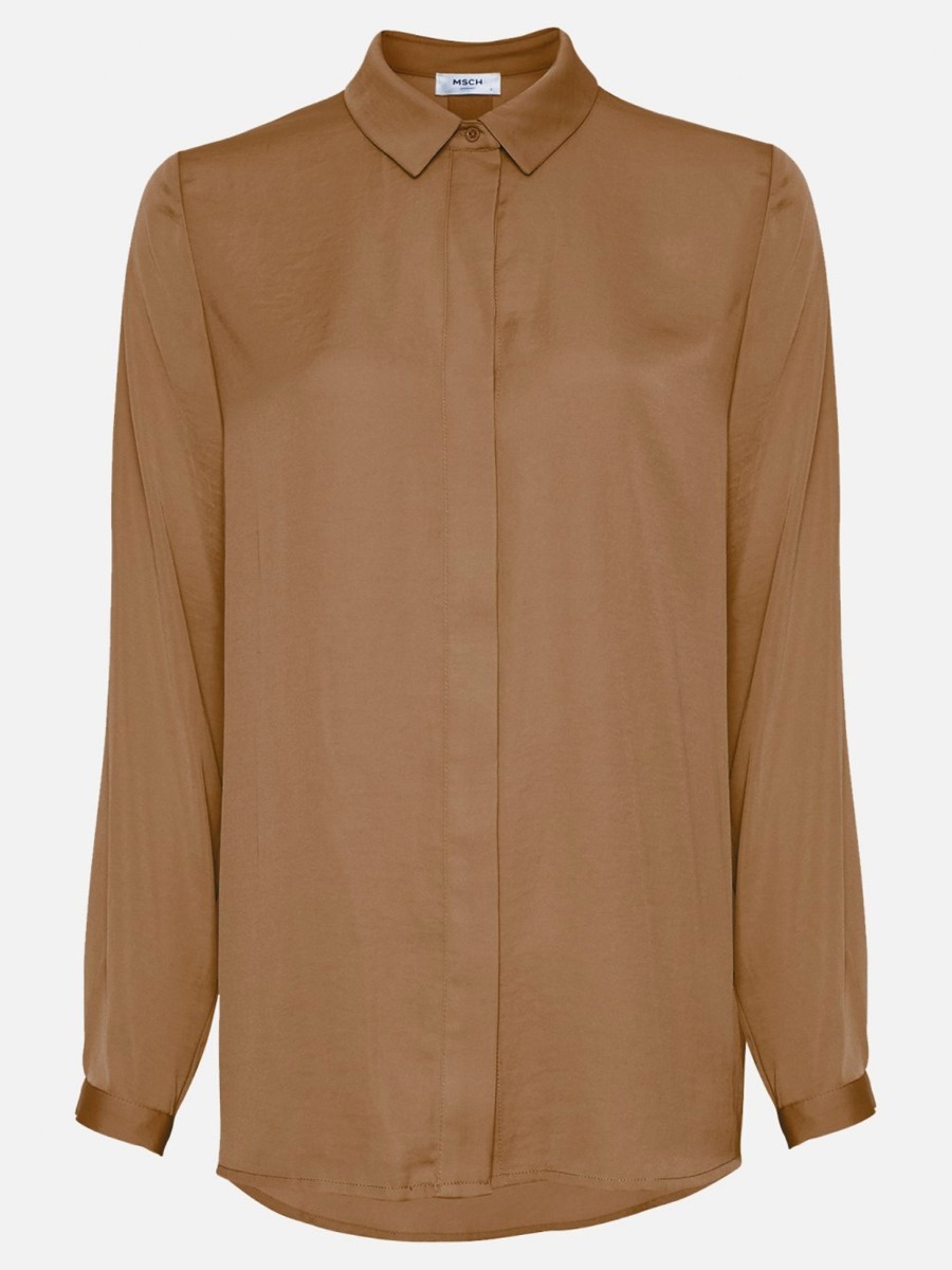 MSCH Copenhagen MSCH Copenhagen Blair Seasonal Polysilk Shirt Tobacco Brown