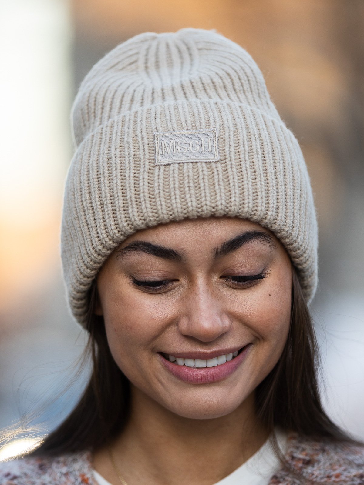 MSCH Copenhagen Kara Badge Beanie White Pepper