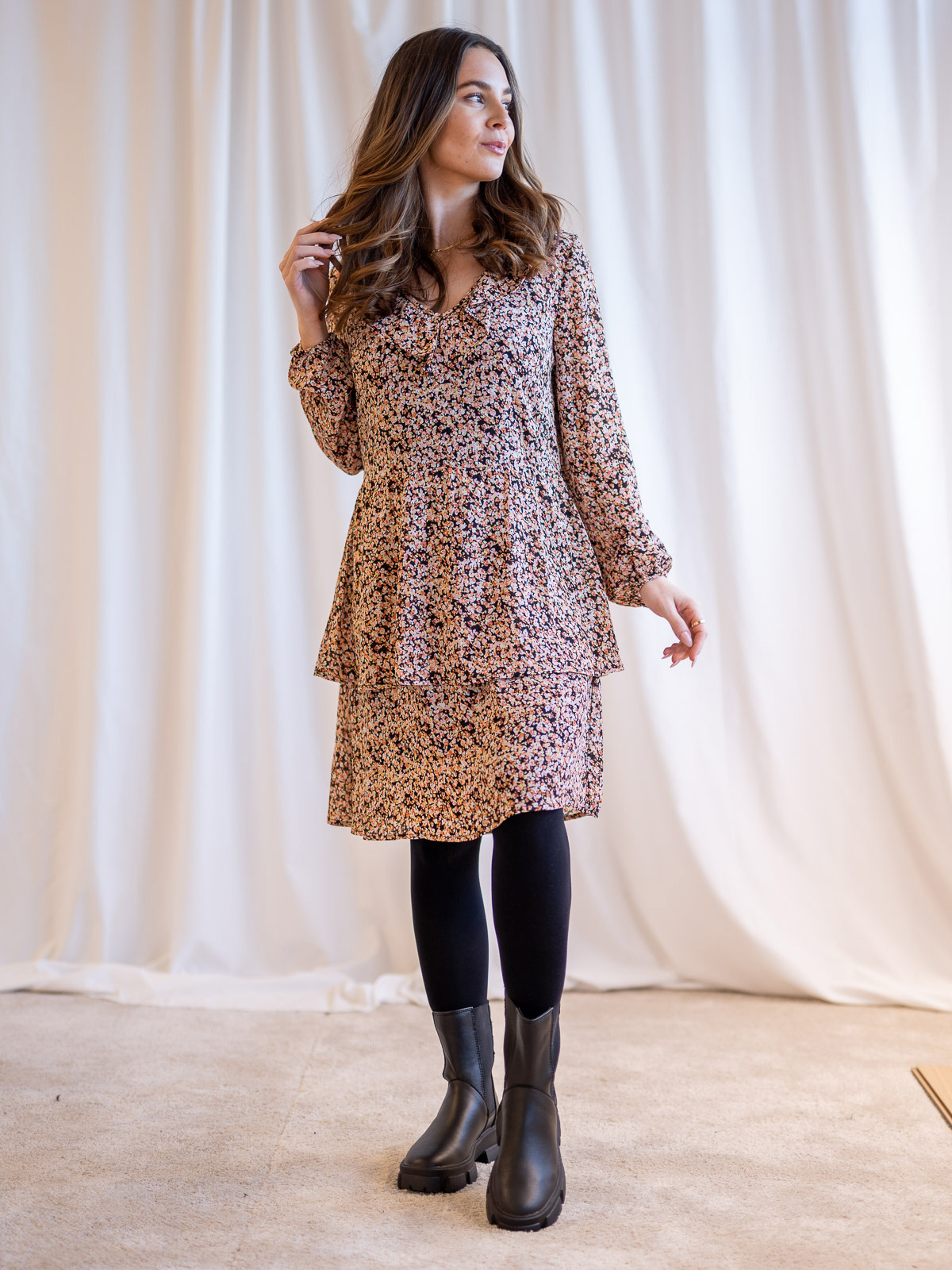 MSCH Copenhagen Merila Rikkelie Long Sleeve Dress Black dots