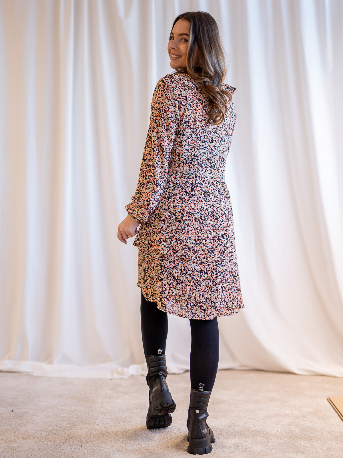 MSCH Copenhagen Merila Rikkelie Long Sleeve Dress Black dots