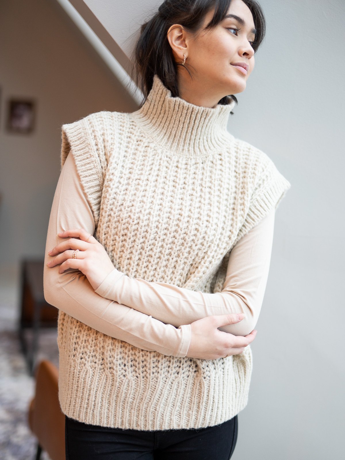 MSCH Copenhagen Heidi M Neck Vest Oatmeal Melange