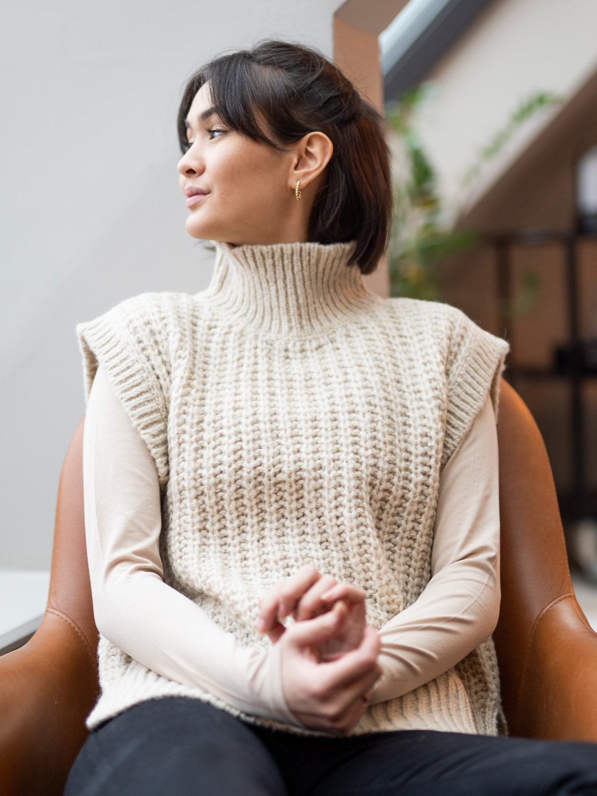 MSCH Copenhagen Heidi M Neck Vest Oatmeal Melange