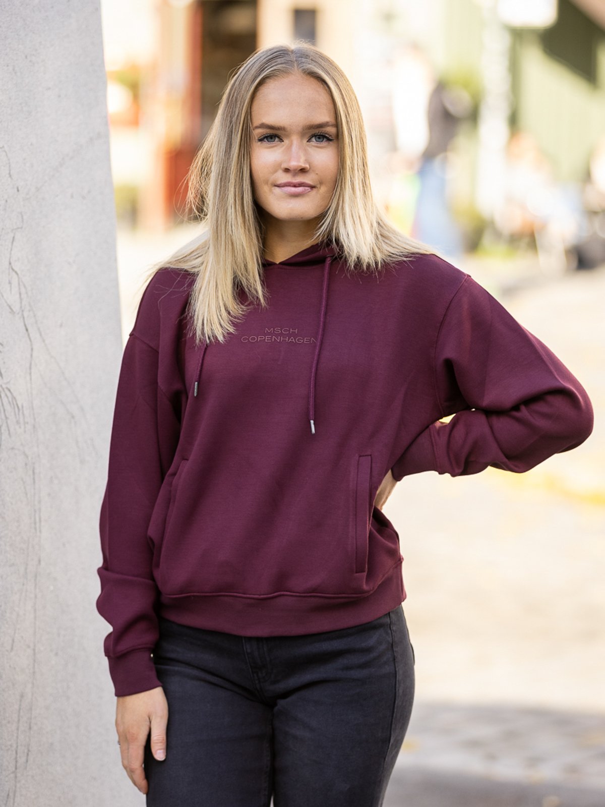 MSCH Copenhagen Ima DS Logo Hood Sweatshirt Rød