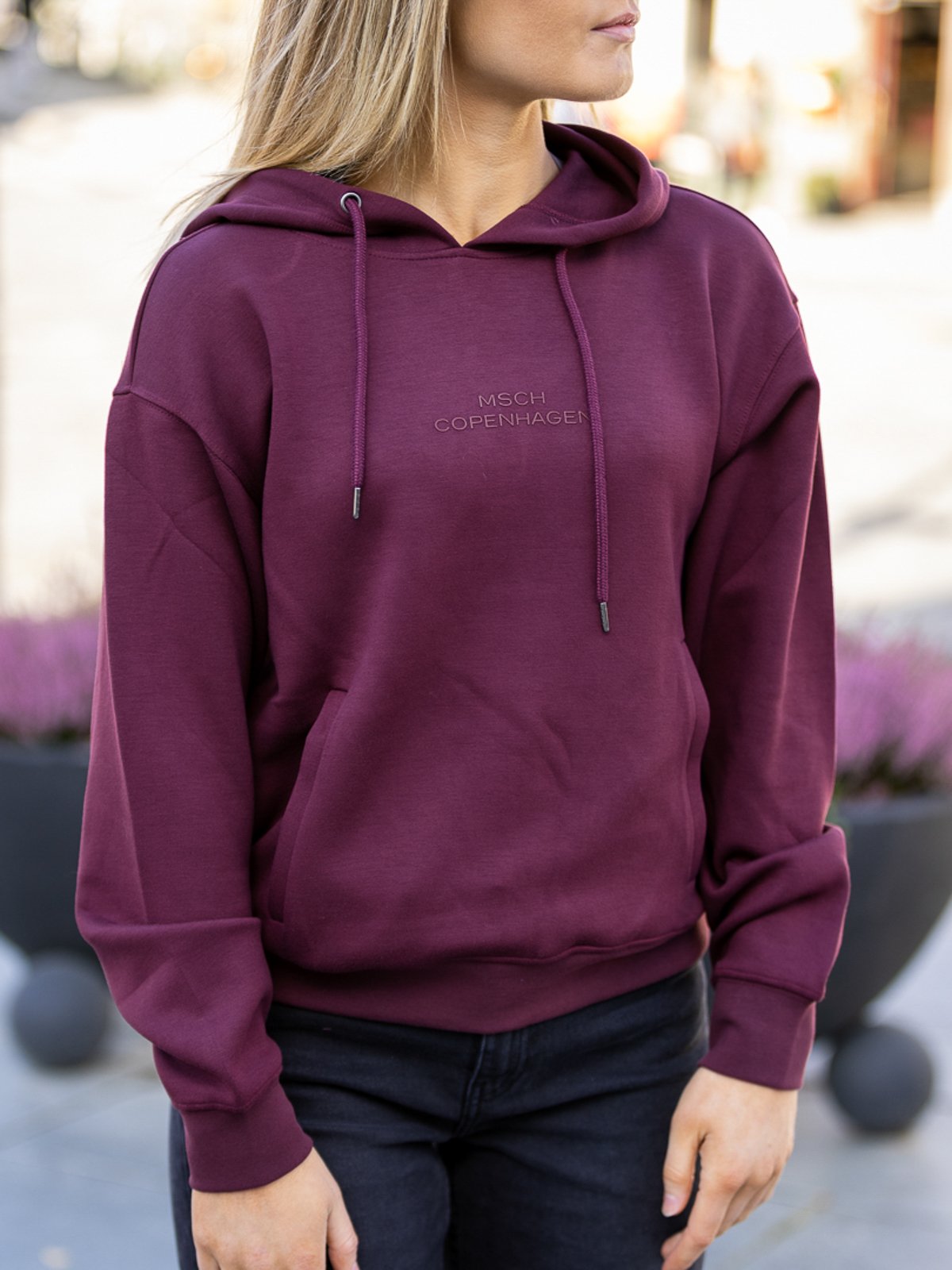 MSCH Copenhagen Ima DS Logo Hood Sweatshirt Rød