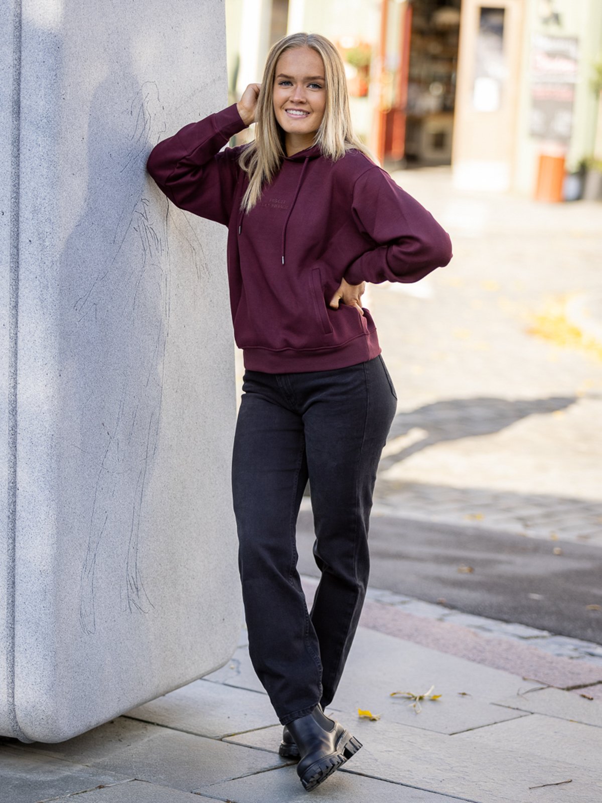 MSCH Copenhagen Ima DS Logo Hood Sweatshirt Rød