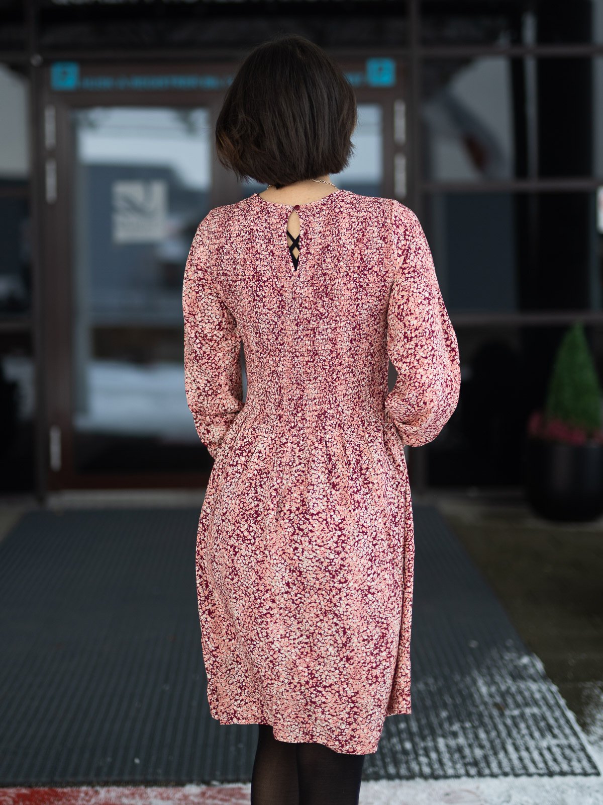 MSCH Copenhagen Madelina Long Sleeve Dress All Over Print Zinfandel Flowers