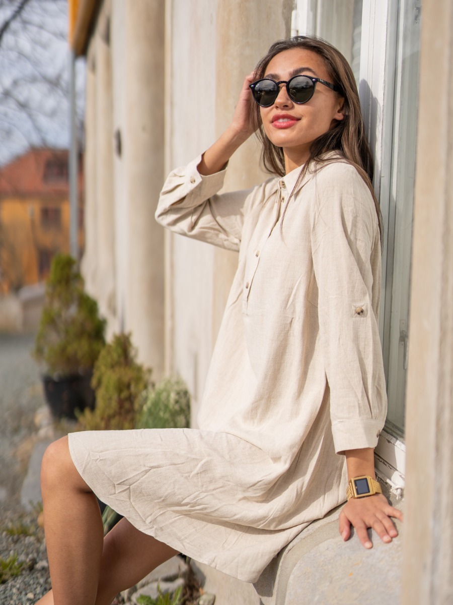 MSCH Copenhagen MSCH Copenhagen Babetta Smia 3/4 Dress Wood Ash