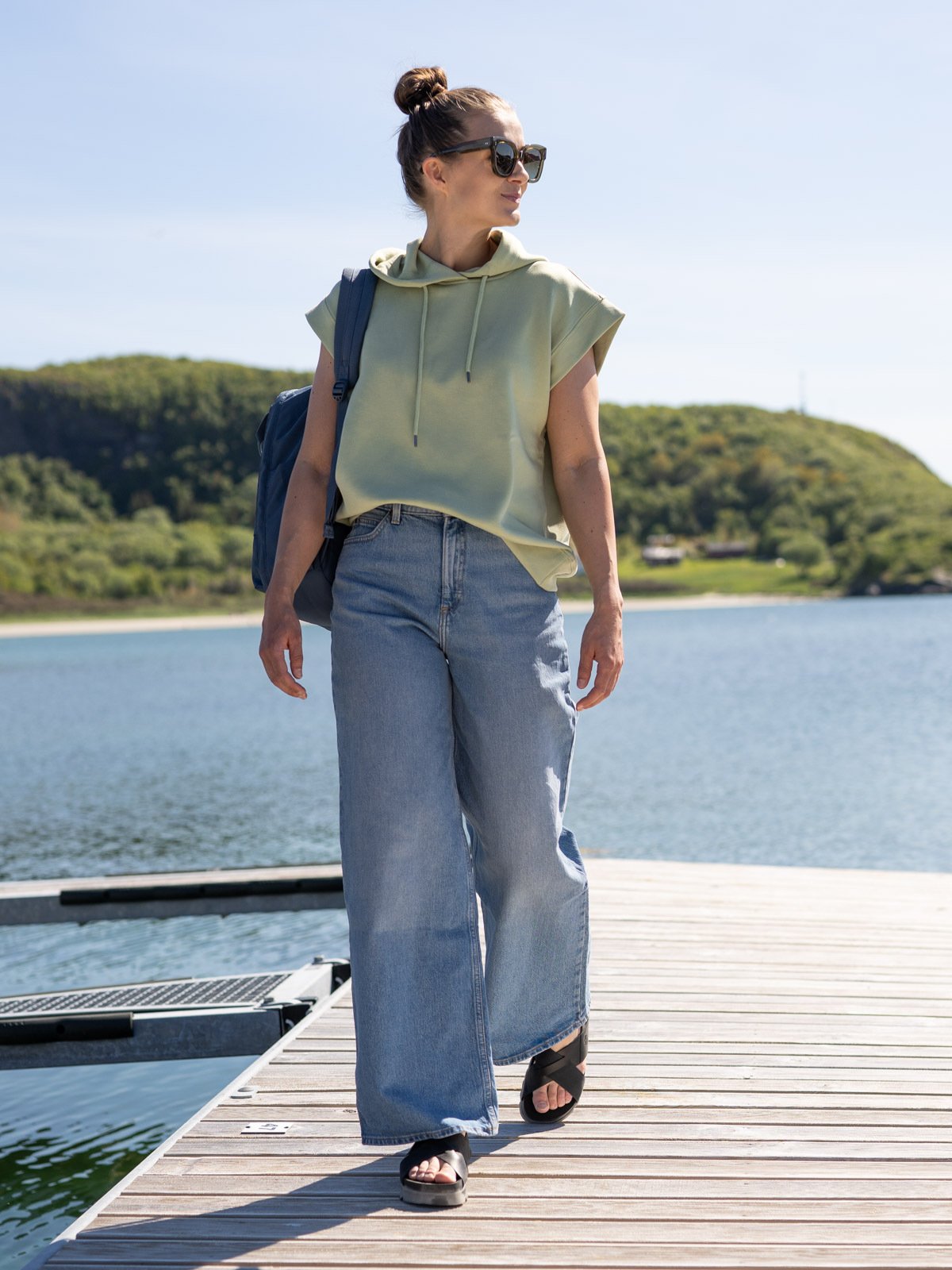 MSCH Copenhagen Ima Sleeveless Hood Sweatshirt Reseda