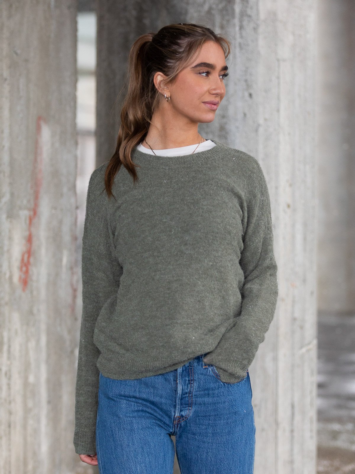MSCH Copenhagen Femme Mohair O-Neck Pullover Agave Green