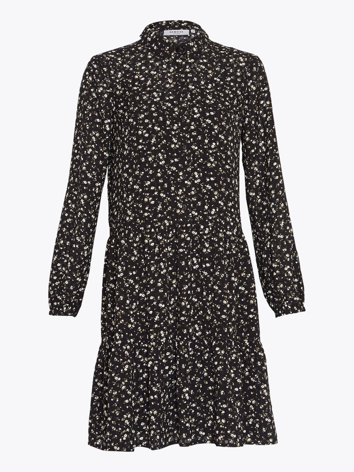 MSCH Copenhagen Oceanna Long Sleeve Dress All Over Print Black Flower