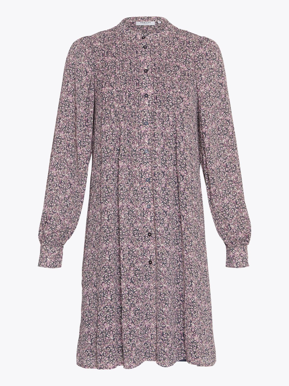 MSCH Copenhagen Hedda Rikkelie Long Sleeve Shirt Dress All Over Print Blue Nights FLW