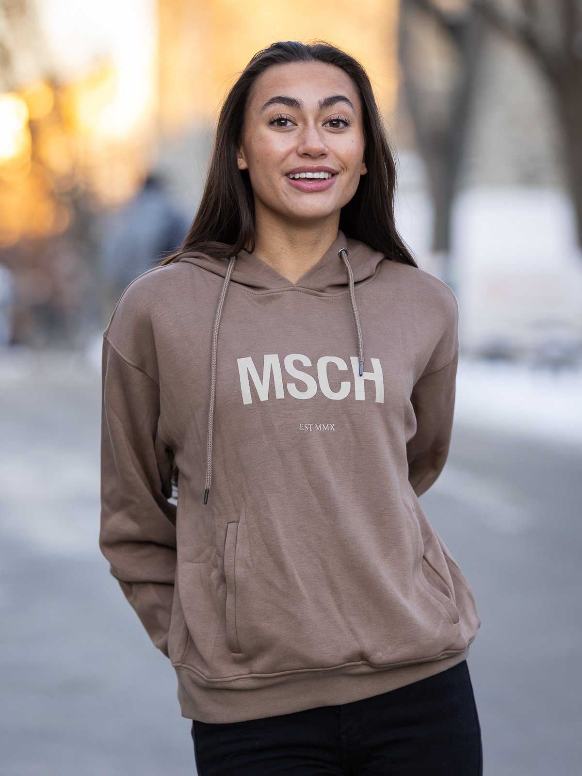 MSCH Copenhagen Ima MSCH Hood Sweatshirt Caribou/White Pepper