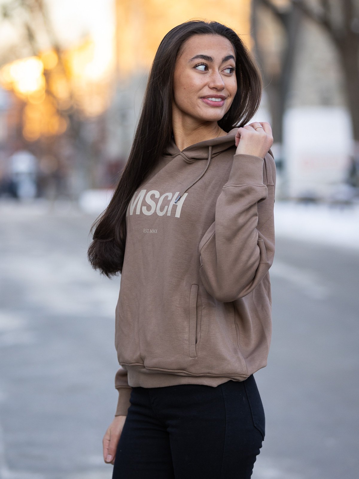 MSCH Copenhagen Ima MSCH Hood Sweatshirt Caribou/White Pepper