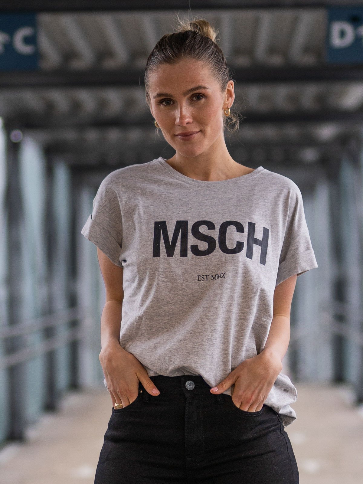 MSCH Copenhagen Alva MSCH Standard Tee Light Grey Melange/Black