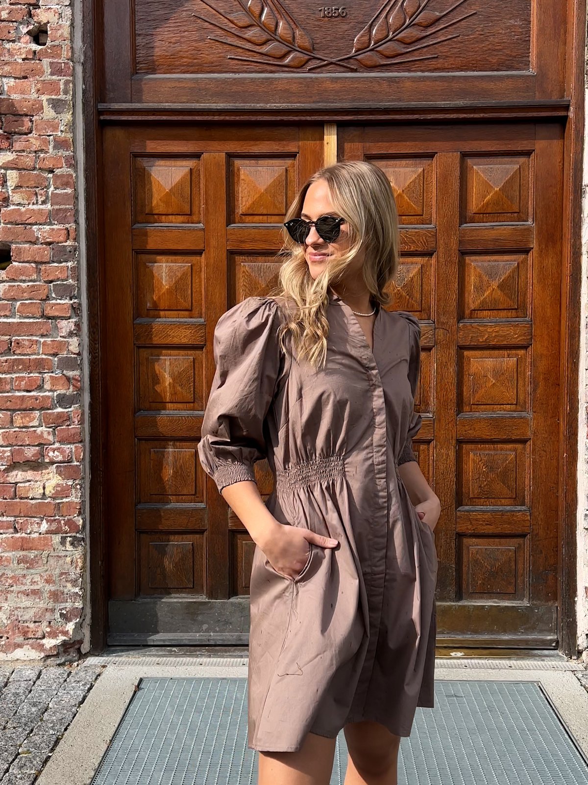 MSCH Copenhagen Chanet 3/4 Shirt Dress Fossil