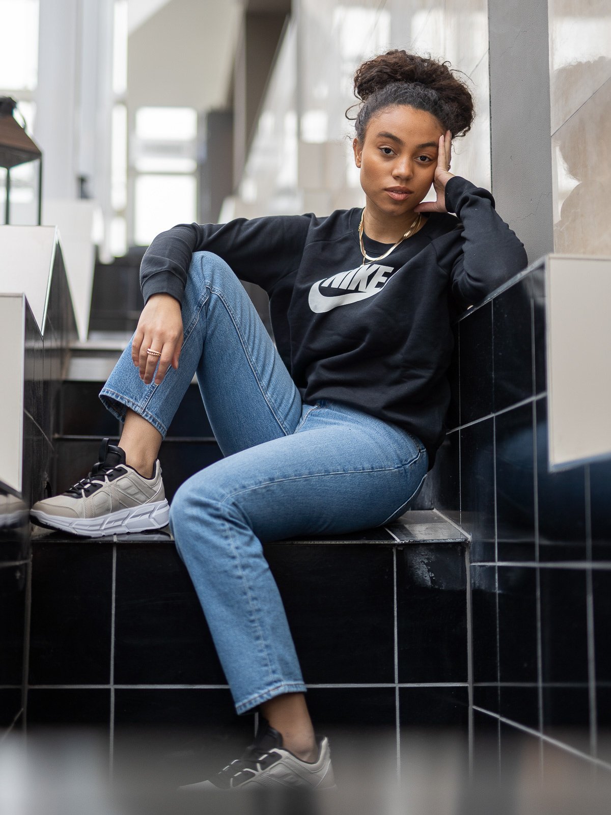 Nike Essential Fleece Crew Black/ white